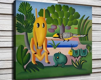 Tarsila do Amaral「A Cuca」防水ビニール生地HDプリント、すぐに掛けられます