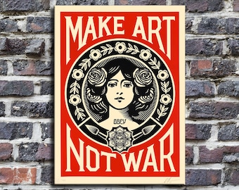 Shepard Fairey Waterproof Vinyl Fabric, HD Print, Wall Home decor, Ready to hang