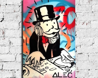 Alec Monopoly Waterproof Vinyl Fabric canvas HD Print, Wall Home decor, Ready to hang