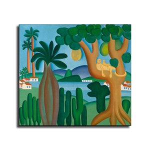 Tarsila do Amaral: Cartão-postal, 1929, 66 x 60 cm. Nova impressão em HD. Tela pronta para pendurar. Pôster grande. Arte em tela. Pintura de parede para decoração de casa.