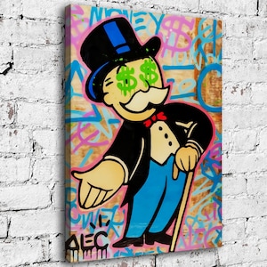 Alec Monopoly Waterproof Vinyl Fabric HD Print, Wall Home decor, Ready to hang