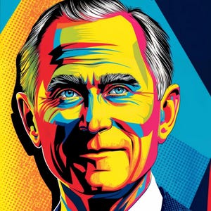 George Bush Waterproof Vinyl Fabric, HD Print, Wall Home decor, Ready to hang