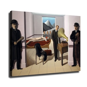 30x24 polegadas René Magritte "O Assassino Ameaçado" Nova impressão HD em tela pronta para pendurar, pintura de parede de decoração para casa de tamanho grande