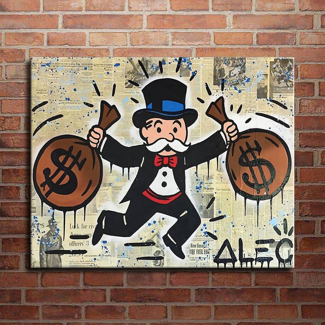 30x24 Inches Alec Monopoly money Bags New HD Print Etsy