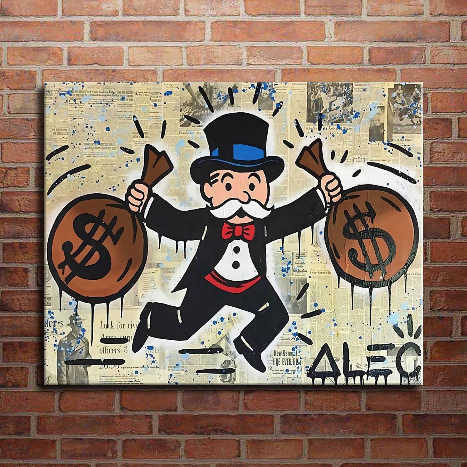 Alec Monopoly Waterproof Vinyl Fabric canvas HD Print, Wall Home decor, Ready to hang