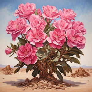 Pintura de Rosa del Desierto de 61 x 61 cm. Impresión artística de Rosa del Desierto. Impresión en alta definición. Lienzo listo para colgar. Póster enorme. Lienzo enorme. Pintura mural para decorar el hogar.