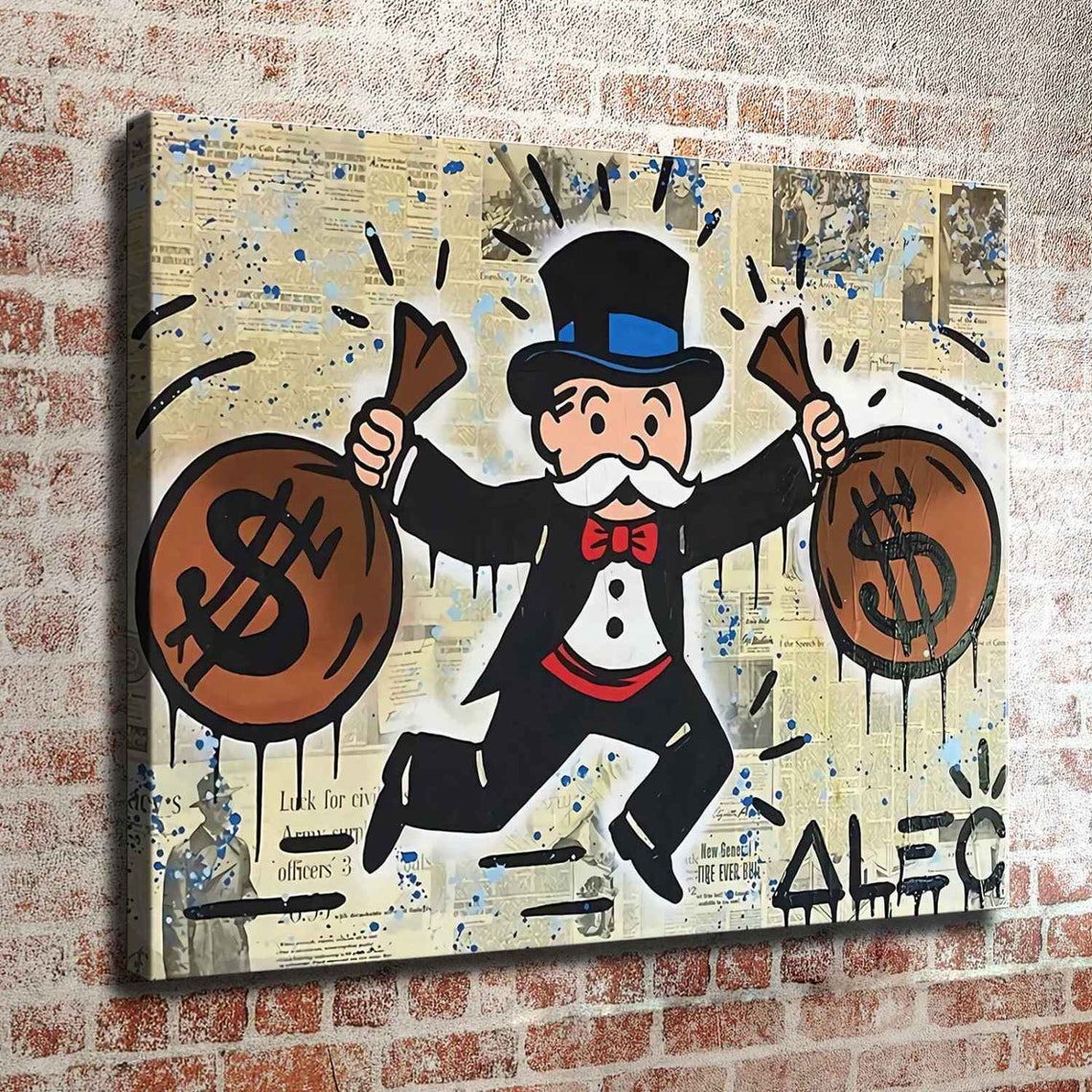 30x24 Inches Alec Monopoly money Bags New HD Print Etsy