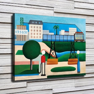 Tarsila do Amaral &quot;Sao Paulo&quot; Waterproof Vinyl Fabric HD Print, Wall Home decor