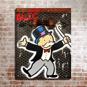 Alec Monopoly Waterproof Vinyl Fabric HD Print, Wall Home decor, Ready to hang