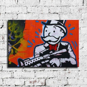 Alec Monopoly Waterproof Vinyl Fabric canvas HD Print, Wall Home decor, Ready to hang