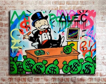 Alec Monopoly Waterproof Vinyl Fabric HD Print, Wall Home decor, Ready to hang