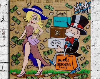Alec Monopoly Waterproof Vinyl Fabric, HD Print, Wall Home decor, Ready to hang