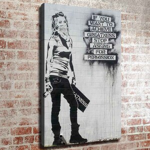 36x24 inches Banksy inspired Art Print. New HD print. Canvas ready to hang. Large size poster. Large size canvas. Home decor wall painting