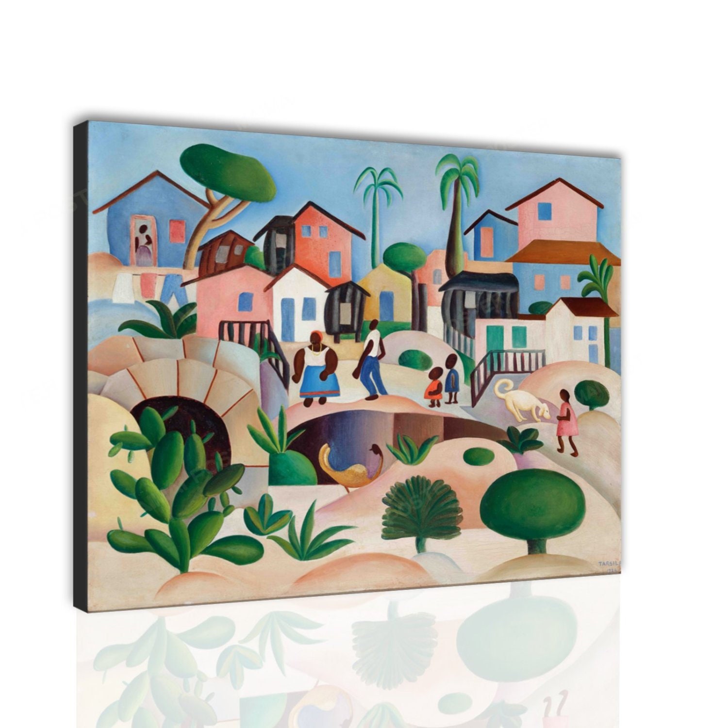 Tarsila do Amaral "Morro da Favela" Waterproof Vinyl Fabric canvas HD Print, Home decor