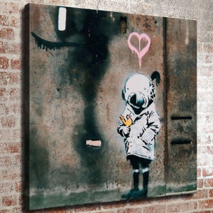 24x24 Inches Banksy inspired Art Print. New HD print. Canvas ready to hang. Large size poster. Large size canvas. Home decor wall painting