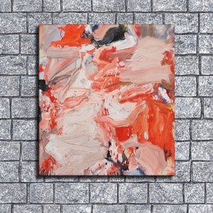 Lámina artística de 61 x 61 cm inspirada en Willem de Kooning. Nueva impresión en alta definición. Lienzo listo para colgar. Póster grande. Lienzo grande. Pintura mural para decorar el hogar.