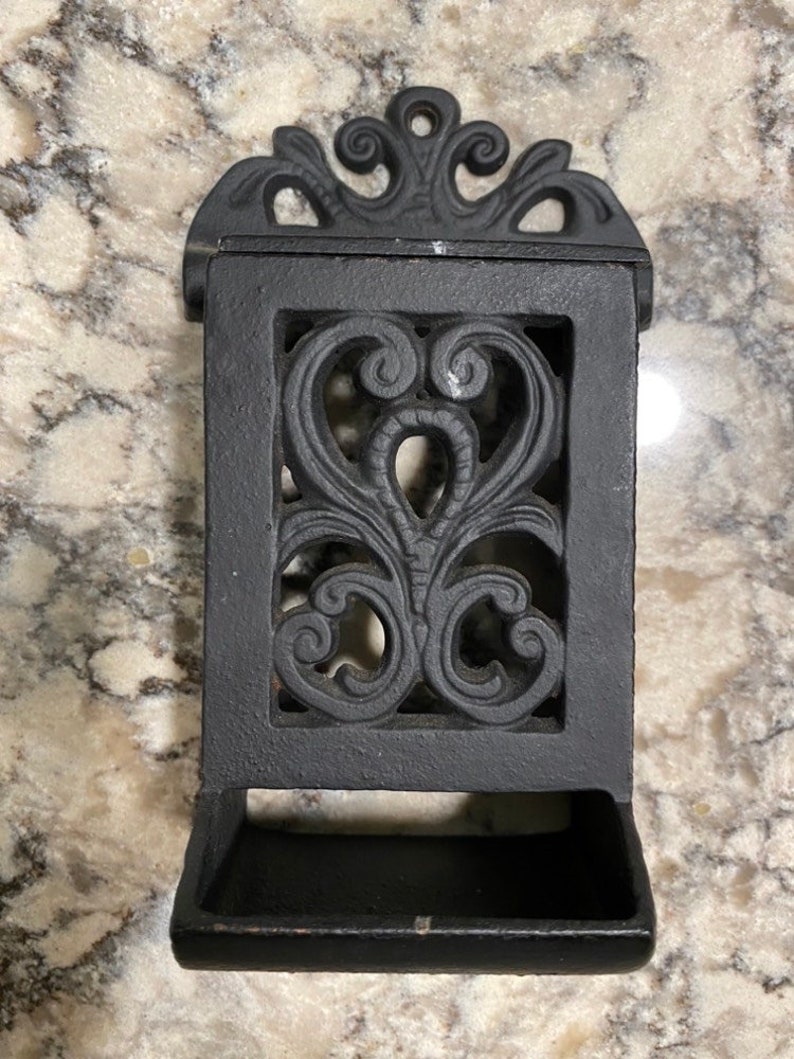 Vintage Cast Iron Match Stick Holder Etsy