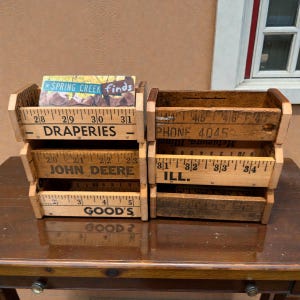 Handmade Yardstick Business Card Holder or Small Trinket Box Display for Desk, Office, Craft Shows