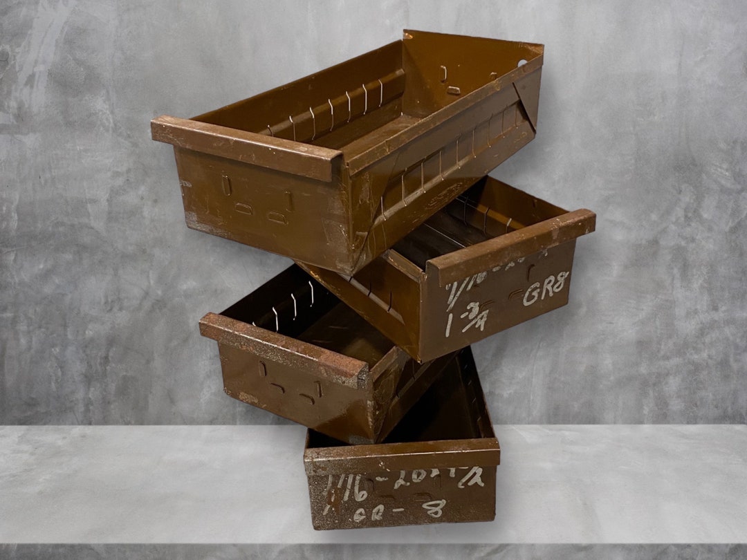 Vintage Metal Bin Parts Drawers Etsy