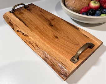 Charcuterie Board Handcrafted from Live Edge Slab – Rustic Cheese & Appetizer Serving Tray, Food Lovers