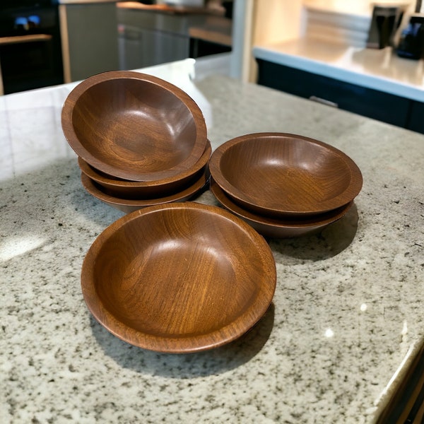 Walnut Bowl Set of 6 Vintage