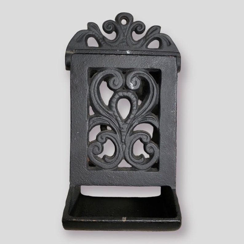 Vintage Cast Iron Match Stick Holder Etsy