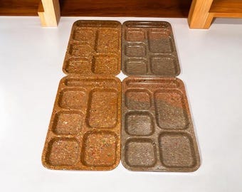 Vintage Dallas Ware Cafeteria Tray Set of 4 Melamine Retro Mid Century Food Trays