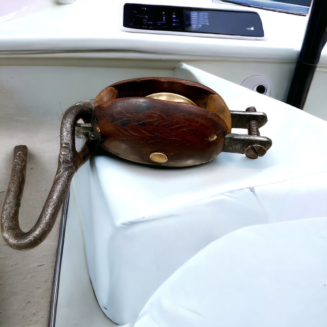 Vintage Yacht Pulley With Brass Sheave Etsy