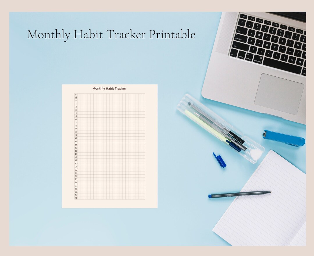 Monthly habit tracker, printable tracker, minimalist habit tracker ...