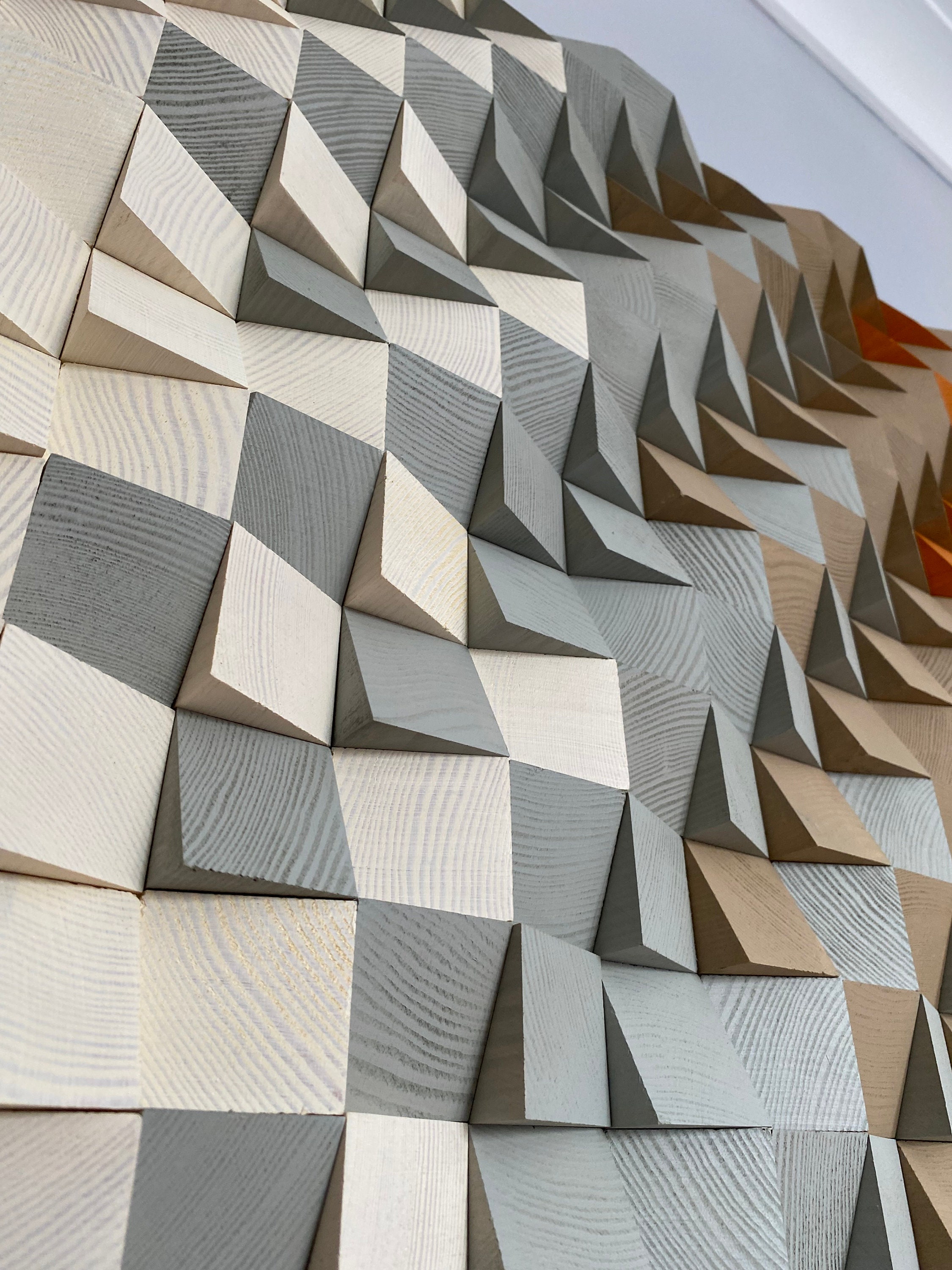 Wood Wall Decor, Wood Mosaic, Wall Art, Acoustic Panel Sound Diffusor ...