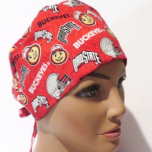 Ohio state unisex hats, tieback hats, red state design hats, surgeons hats