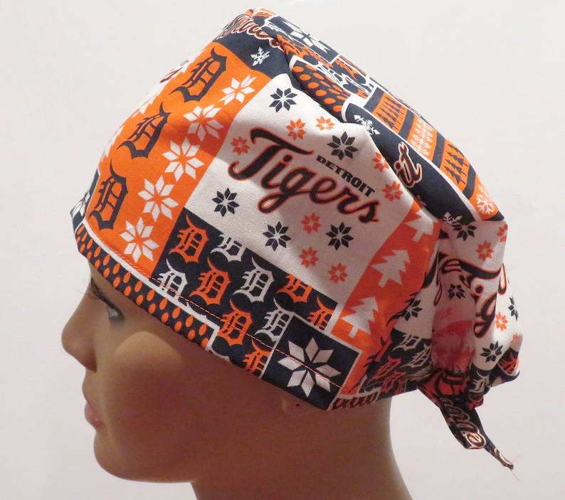 Detroit Team Scrub Caps, Tieback Hats, Surgeons Hats, Tiger Design Hats