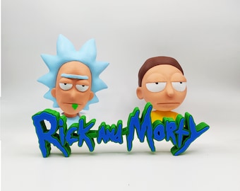 Rick And Morty Set Bust Figure | Desktop Accessory | Gaming Room and Home Decor | 3D Cartoon Animated Movie Figurine | 5.9 Inches - 15cm