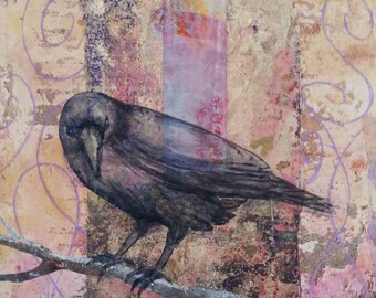 Sister Crow original mixed media painting