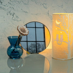 Linen Fabric Table Lamp with a Love Cats Design | Creature-themed | Night Light | with Cut-out shapes