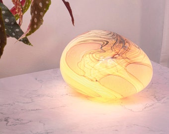 Glass Lamp Pebble Shaped Pink Marble
