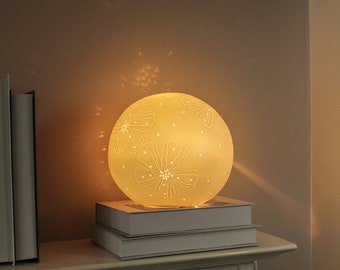 Porcelain Round Sphere Table Lamp in a Floral design