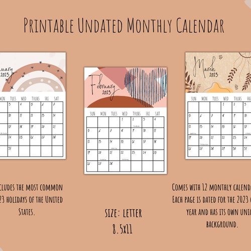 2023 Big Calendar Printable 2023 Big Wall Calendar 2023 Etsy