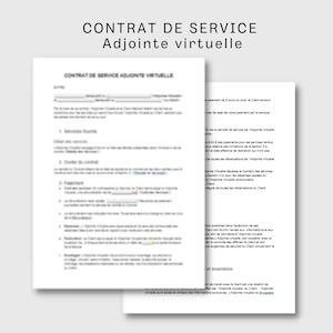 Modèle de contrat d'assistante virtuelle, contrat d'adjointe virtuelle, modèle de contrat AV, entente AV, contrat modifiable, assistante