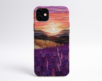 Lavender Field Phone Case - Paper Art Design for iPhone & Samsung - Tough, Stylish Protection