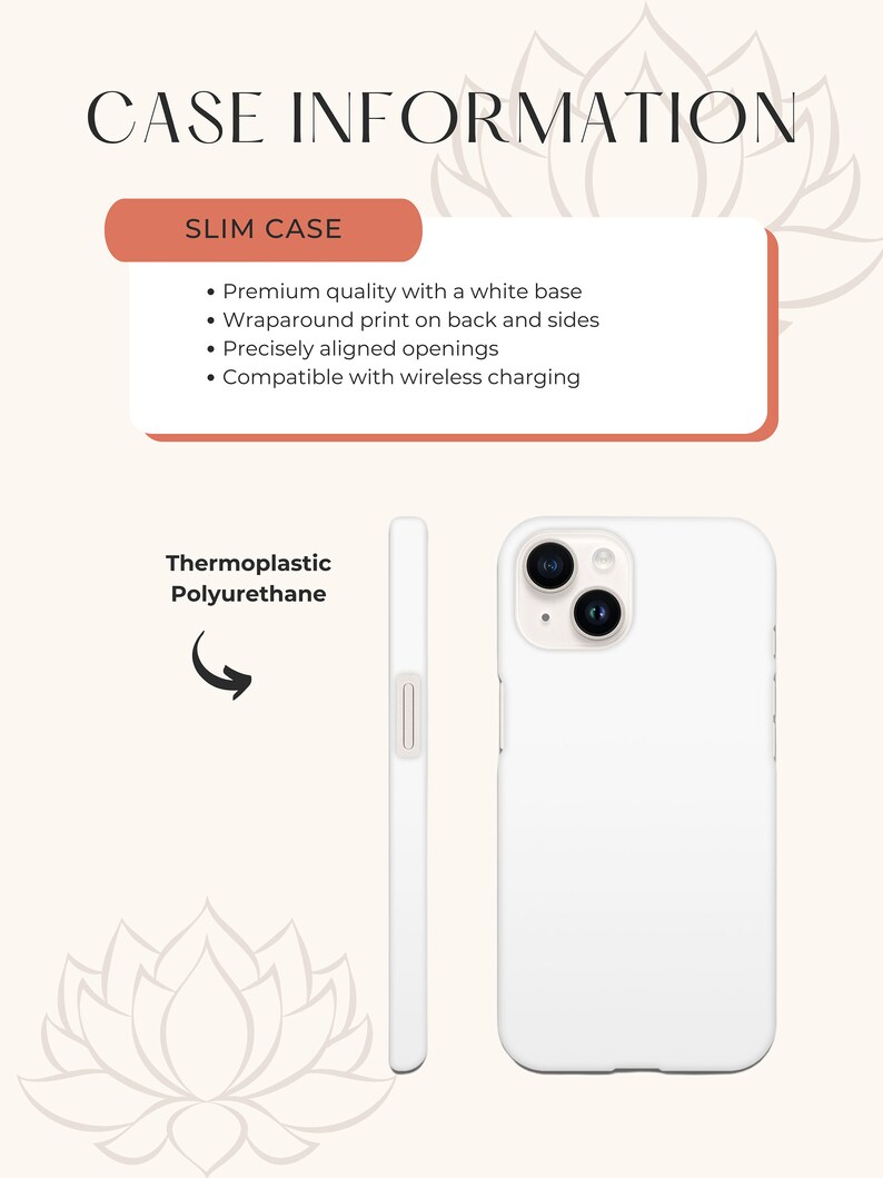 Puede incluir: Una funda de tel&eacute;fono blanca delgada hecha de poliuretano termopl&aacute;stico. La funda tiene una impresi&oacute;n envolvente y es compatible con la carga inal&aacute;mbrica.