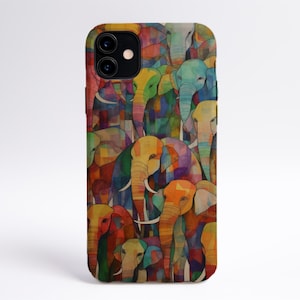 Colorful Elephant Themed Collage Tough Phone Case, Elephant Christmas Gift, iPhone Case, Samsung Case, Aesthetic Phone Case, Gift for Her