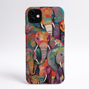 Colorful Elephant Themed Collage Tough Phone Case, Christmas Gift, iPhone Case, Samsung Case, Aesthetic Phone Case, Gift for Her, Fun Case