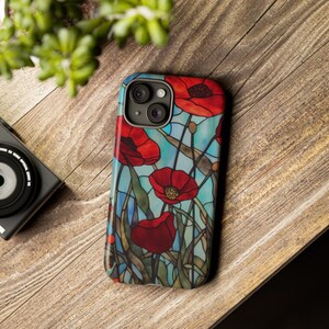 Poppy Stained Glass Inspired Phone Case, iPhone Case, Samsung Case ...