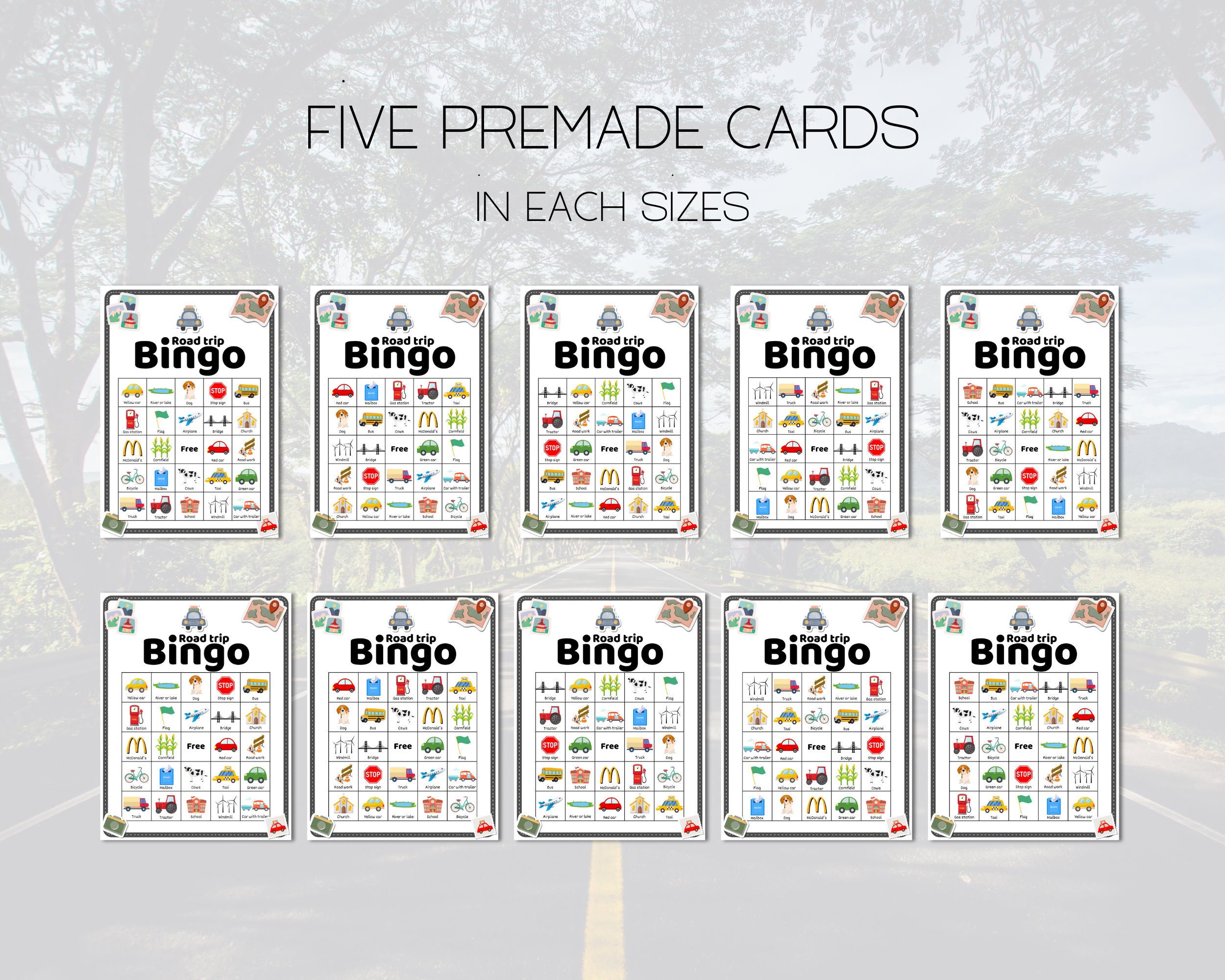 Road Trip Bingo, Car Bingo, Printable Car Game, Travel Bingo, Car