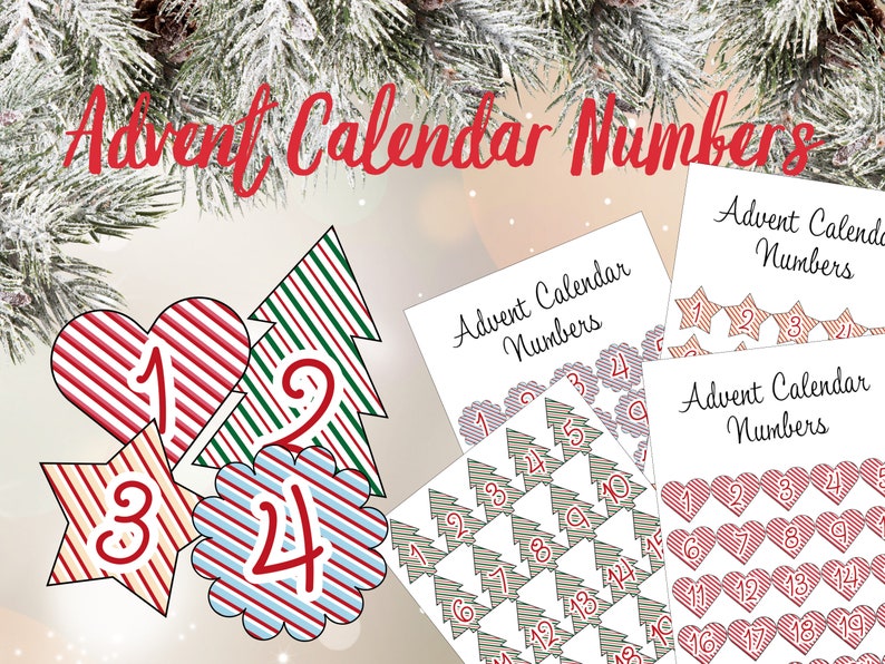 Advent Calendar Numbers Printable Numbers Christmas - Etsy