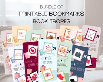 Book Tropes Travel Theme Bookmarks (Digital Download)