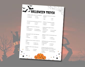 Halloween Trivia Quiz Game, Costume Party (PDF)