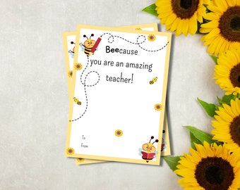 Bee Teacher Gift Card Holder, Thank You Card (Digital Download)