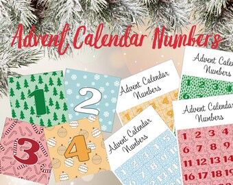 Advent Calendar Numbers, Printable numbers, Christmas Countdown, Christmas Calendar Numbers, DIY Advent Calendar, Advent calendar kids